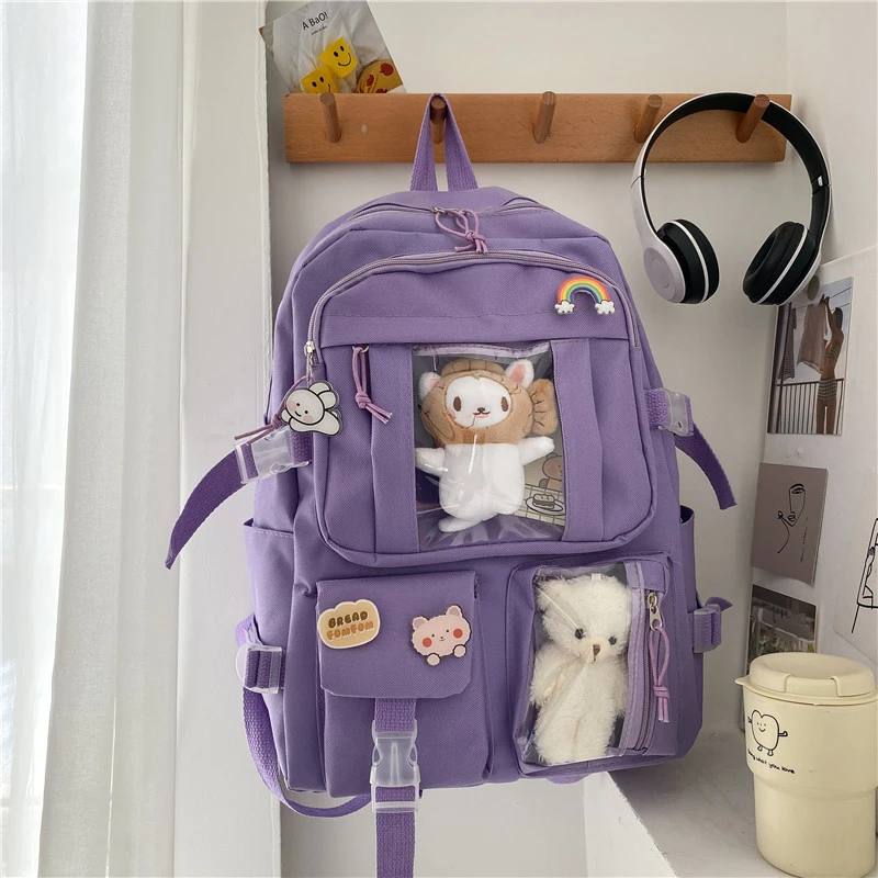 Sac à dos scolaire mignon style kawaii, grande capacité et imperméable